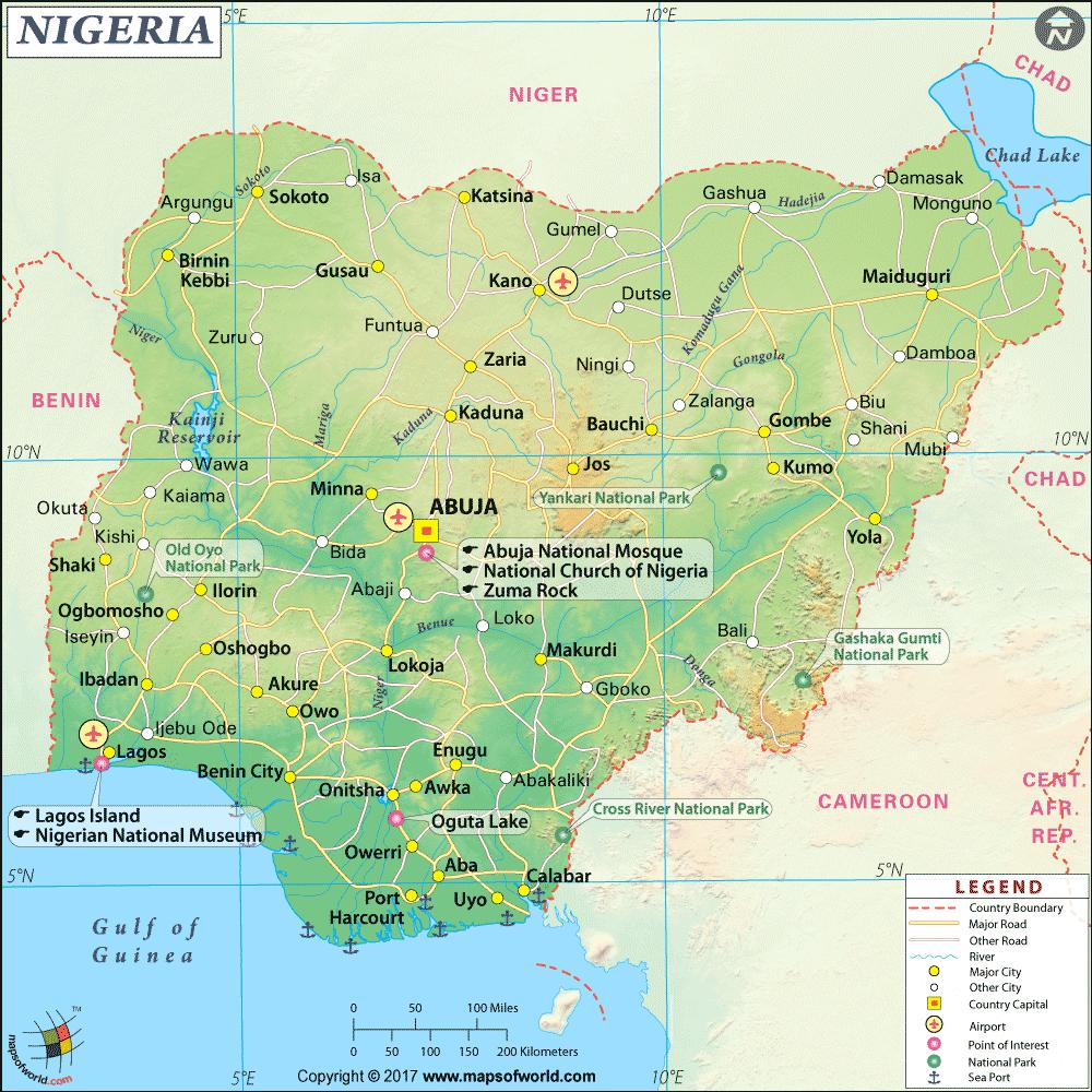 Picture of map of nigeria - Pictures of nigerian map (Western Africa ...