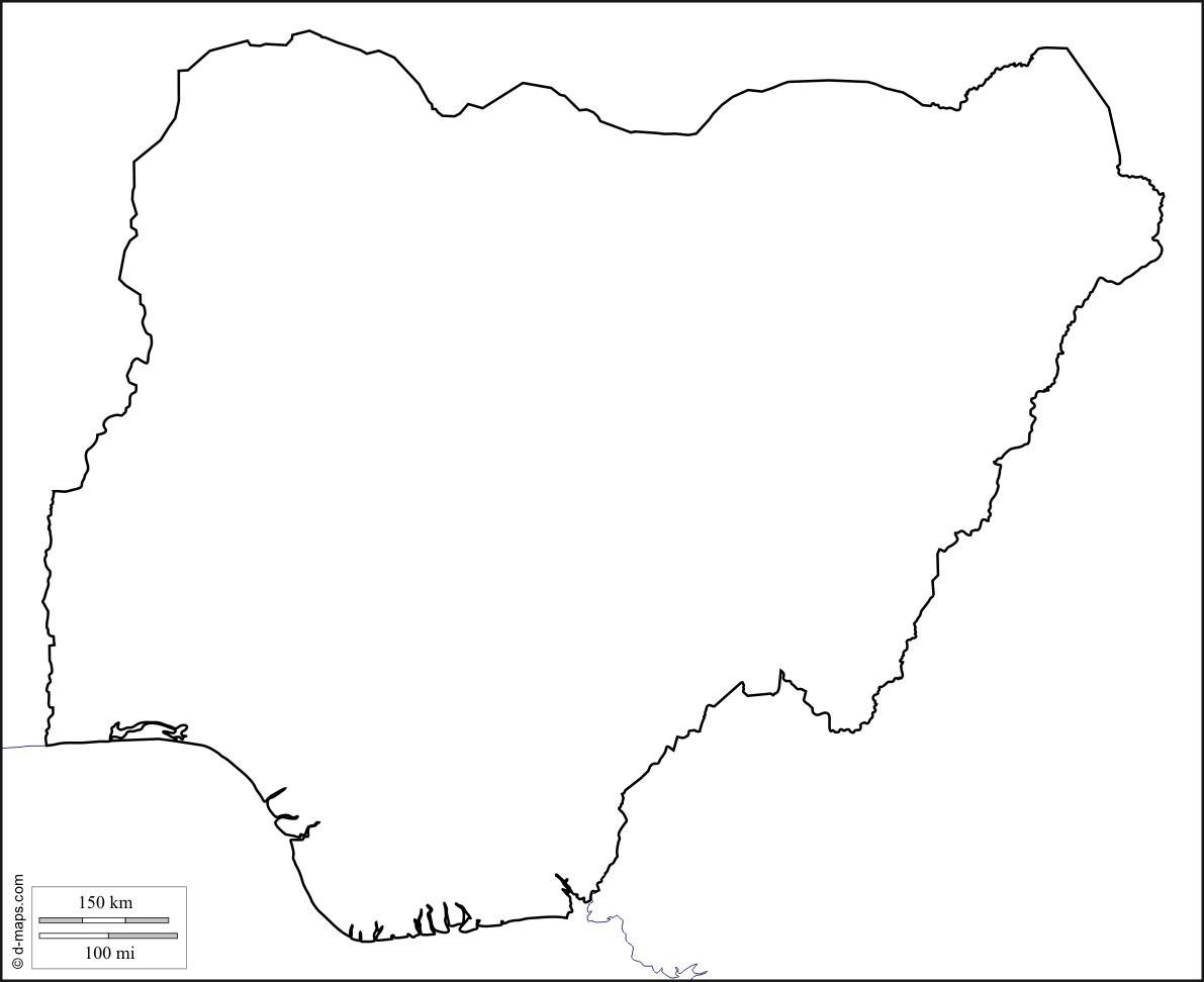 Nigeria map outline Map of nigeria outline (Western Africa Africa)