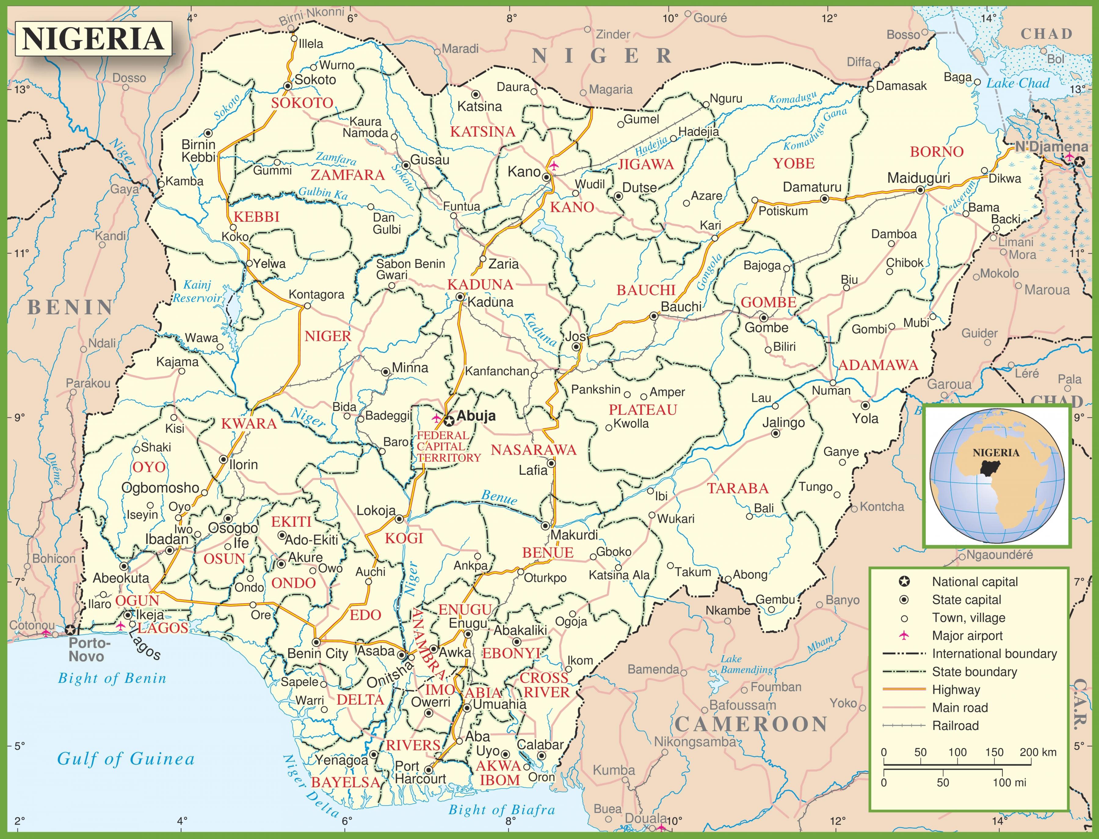 Map of nigeria Complete map of nigeria (Western Africa Africa)