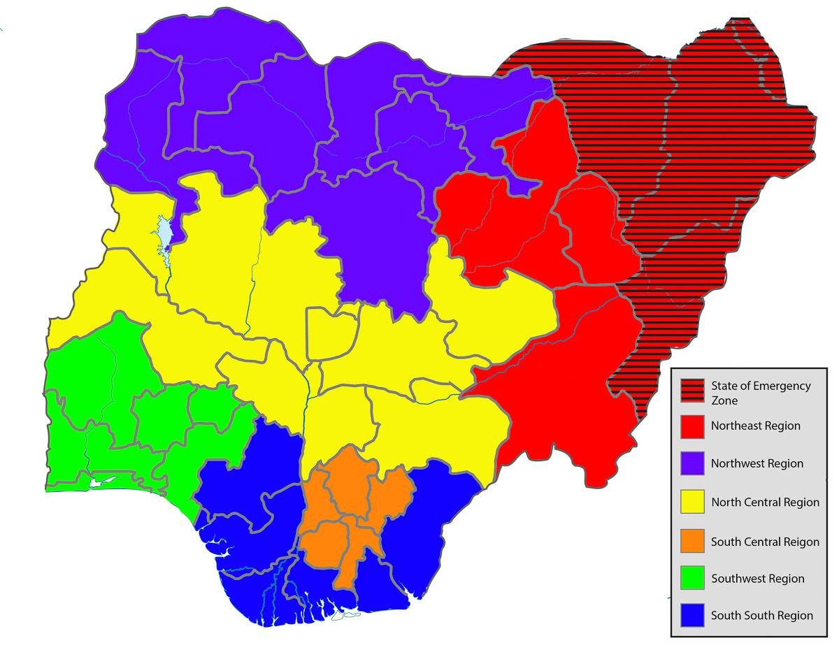 Map Of Nigeria With States Map Of Nigeria With 36 States Western - Gambaran