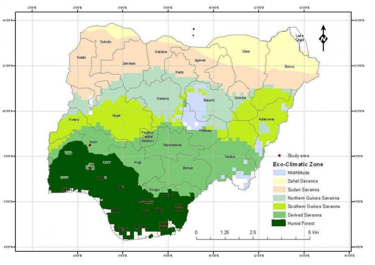 Map of nigeria showing climatic zone