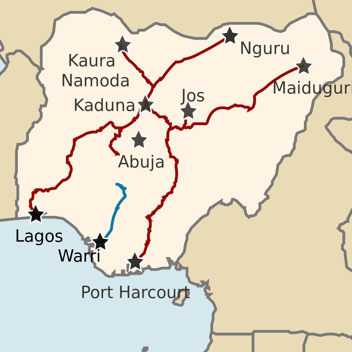 map of nigeria showing railway lines