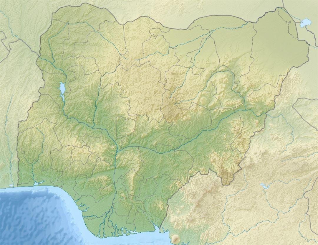 map of nigeria showing relief