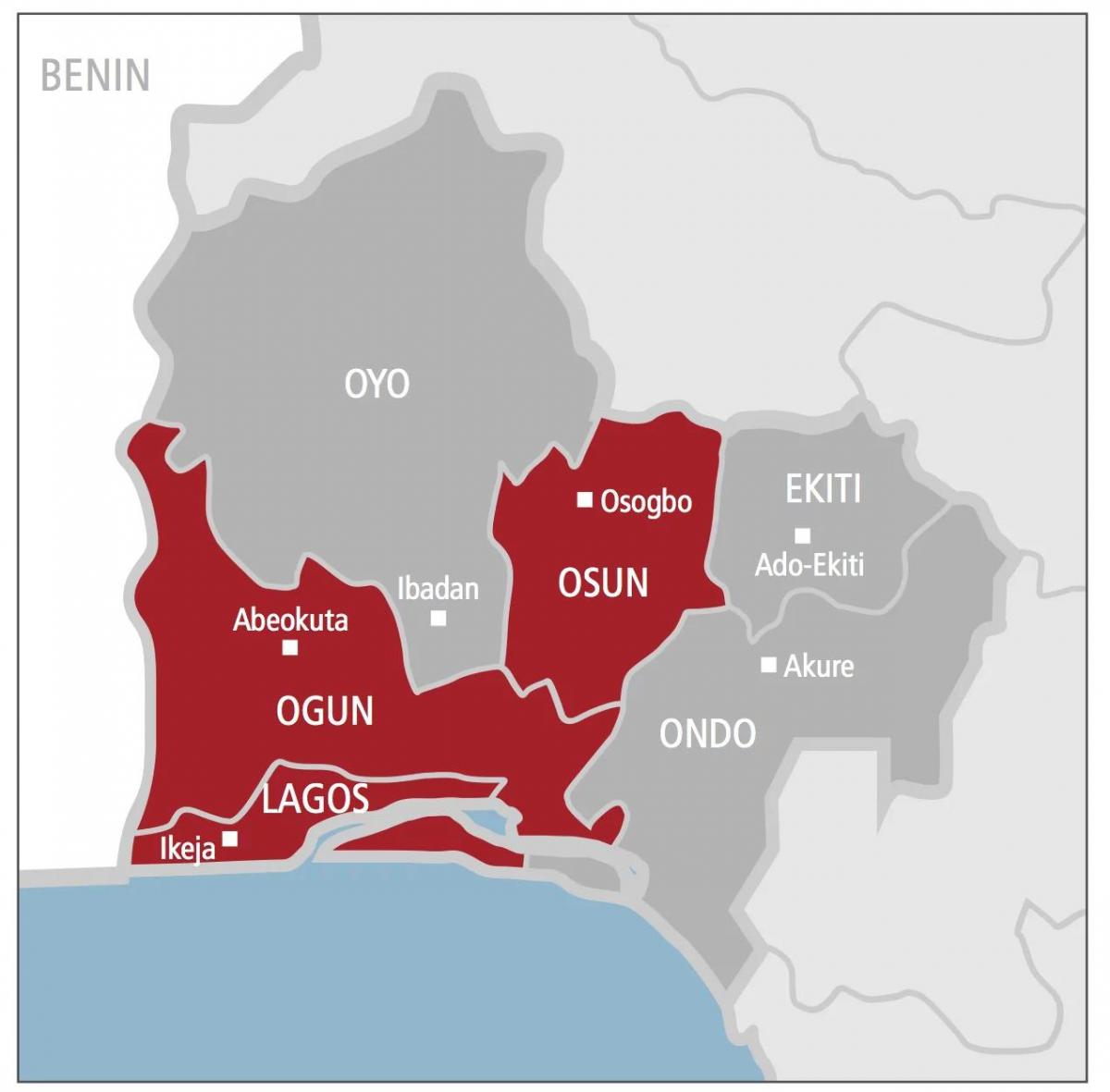 west nigeria map