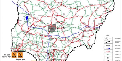 Map of nigeria showing road network