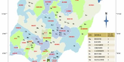 Map of nigeria showing the mineral resources
