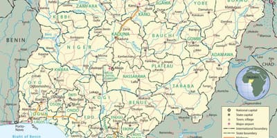 Map of nigeria showing states and capitals